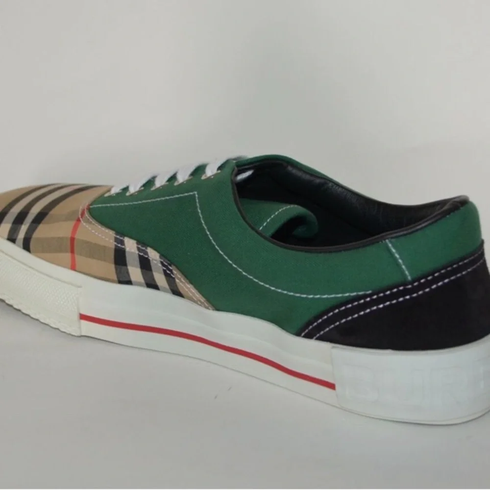 NIB BURBERRY MENS ARCHIVE CAL SUEDE COTTON VINTAGE CHECK Sneakers size uk6 eur40 - Picture 3 of 5